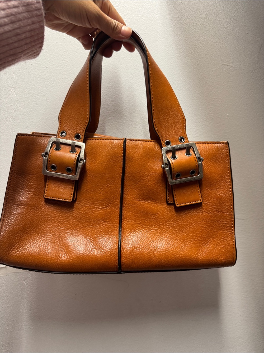 Y2K hype Classic Tan Leather Top-Handle Bag